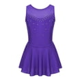 thumbnail image 1 of YiZYiF Girls Rhinestones Ballet Gymnastic Skirted Leotard Tulle Back Costume Dress Violet 8, 1 of 7