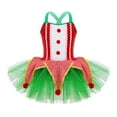 thumbnail image 1 of YiZYiF Girls Santa Elf Christmas Costume Camisole Mesh Tutu Dress for Figure Ice Skating Dance Party Red-A 10, 1 of 7