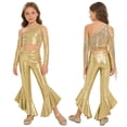 thumbnail image 1 of YiZYiF Girls Sequin Tassel Crop Top and Metallic Flared Pants Shiny Rave Party Shows Jazz Disco Dance Outfit Set Gold 6, 1 of 7
