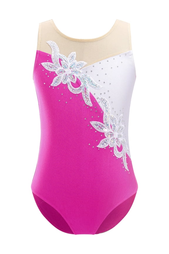 Girls Sequins Ballerina Dance Wear Costume Sequins Diamonds Gymnastics Yoga Leotard