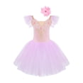 thumbnail image 1 of YiZYiF Girls Sequins Swan Ballet Dance Leotard Dress with Gloves Hair Clip Dancewear, 1 of 7