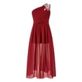 thumbnail image 1 of YiZYiF Girls Shiny Beaded Party Dress One Shoulder Ruched Jumpsuit Romper Wedding Birthday Evening Prom Gown Burgundy 10, 1 of 6