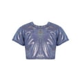 thumbnail image 1 of YiZYiF Girls Shiny Dance Top Metallic Short Sleeve Athletic T-shirt Dancewear, 1 of 7