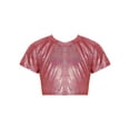 thumbnail image 1 of YiZYiF Girls Shiny Dance Top Metallic Short Sleeve Athletic T-shirt Dancewear, 1 of 7