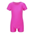 thumbnail image 1 of YiZYiF Girls Short Sleeves Solid Dance Leotard Gymnastic Exercise Jumpsuit Purple 6, 1 of 7