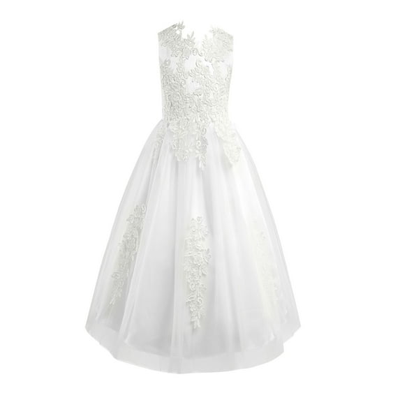 YiZYiF Girls Sleeveless Princess Flower Girl Dress Water Soluble Lace Birthday Dress