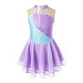 thumbnail image 1 of YiZYiF Girls Sparkly Rhinestone Mesh Splice Ballet Gymnastics Leotard Figure Skating Dress, 1 of 5