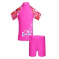 thumbnail image 1 of YiZYiF Girls Two Piece Tankini Floral Printed Swimsuit Short Sleeves Tops with Bottoms Swimwear,Sizes 3-12, 1 of 7