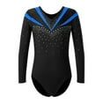 thumbnail image 1 of YiZYiF Girls V Neck Glitters Decor Long Sleeve Dance Leotard Workout Training Bodysuit,Sizes 6-16, 1 of 6