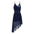 thumbnail image 1 of YiZYiF Girls V-Neck Sequined Ballet Dance Dress Lyrical Performance Camisole Leotard Navy Blue 12-14, 1 of 7