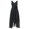 thumbnail image 1 of YiZYiF Girls V Neck Sleeveless Chiffon Wedding Party Dress Pleated Ruffle High-low Hem Dresses, 1 of 5