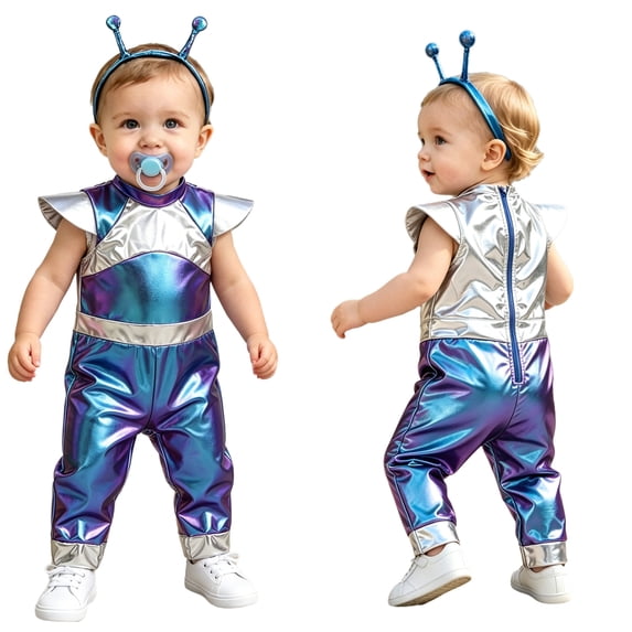 YiZYiF Infant Space Alien Outfit Halloween Rompers Cap Sleeve Zipper ...