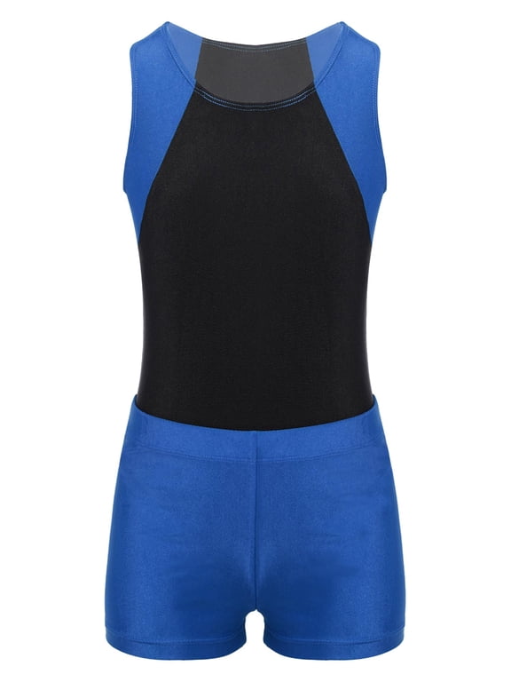 Kids Boys Athletic Outfit Set Sleeveless Gymnastics Unitard Leotard with Shorts Activewear