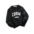 thumbnail image 1 of YiZYiF Kids Boys Casual Sweatshirt Crew Neck Letters Print Long Sleeve Pullover Top School Wear Black 2-3, 1 of 4