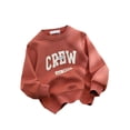 thumbnail image 1 of YiZYiF Kids Boys Casual Sweatshirt Crew Neck Letters Print Long Sleeve Pullover Top School Wear Brick Red 3-4, 1 of 5