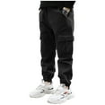 thumbnail image 1 of YiZYiF Kids Boys Dungarees Casual Moisture-Wicking Cargo Pants,Sizes 6-14 Black 8, 1 of 6