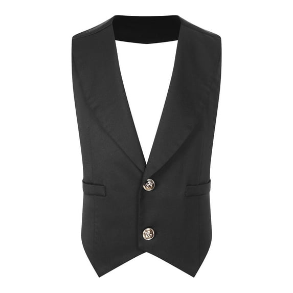 YiZYiF Kids Boys Gentleman Suit Vest Halter Classic Waistcoat Button Up Tank Top for Banquet First Communion Black 12