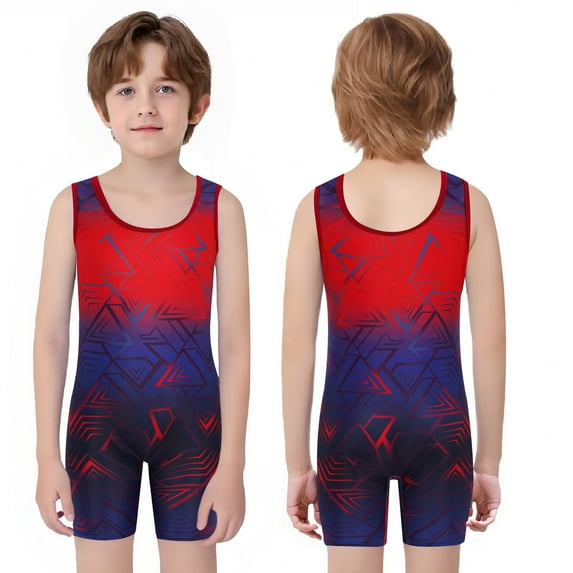 YiZYiF Kids Boys Geometric Print Wrestling Singlets Powerlifting Training Singlets Gym Sport Tank Top Red 6