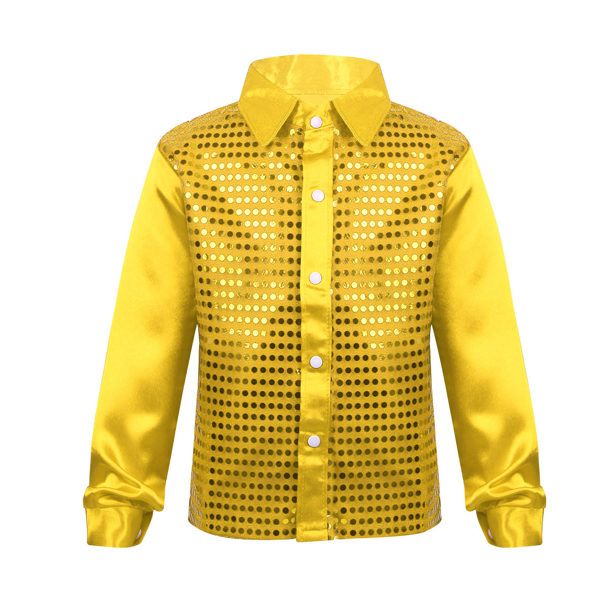 YiZYiF Kids Boys Long Sleeve Tops Shiny Sequined Shirt Jazz Dance Costume - image 1 of 7
