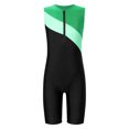 thumbnail image 1 of YiZYiF Kids Boys One-piece Gymnastics Sports Jumpsuit Sleeveless Color Contrast Stretchy Swimming Bodysuit Green 12, 1 of 5