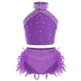 thumbnail image 1 of YiZYiF Kids Girls 2 Piece Lyrical Ballet Dance Outfit Sleeveless Shiny Rhinestones Crop Top and Purple 16, 1 of 6