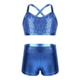 thumbnail image 1 of YiZYiF Kids Girls 2PCS Ballet Dance Tankini Outfit Sequins Crop Top with Metallic Bottoms for Gym Fitness, 1 of 7