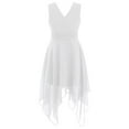 thumbnail image 1 of YiZYiF Kids Girls Asymmetrical Hem Bridesmaid Dress V Neck Pleated Waist Wedding Birthday Party Dress, 1 of 7