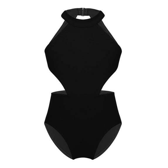 YiZYiF Kids Girls Backless Ballet Gymnastics Leotard Halter Sleeveless Modern Dancewear