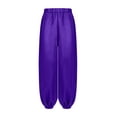 thumbnail image 1 of YiZYiF Kids Girls Belly Dance Satin Harem Pants Arab Bloomers Solid Casual Baggy Trousers Athletic Purple 8, 1 of 4
