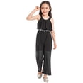 thumbnail image 1 of YiZYiF Kids Girls Casual Chiffon Outfit Set Ruffles Rhinestone Maxi Jumpsuit,Sizes 4-14, 1 of 7