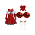 thumbnail image 1 of YiZYiF Kids Girls Cheer Leader Dance Outfit High Schoolgirls 5Pcs Dance Dress Outfit Carnival Festival Cosplay Party Costume A Red 10, 1 of 5