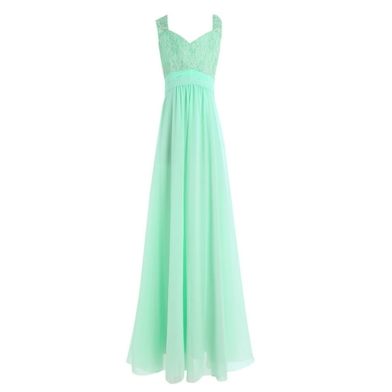 YiZYiF Kids Girls Chiffon Lace Princess Dress Ruched High Waist 2 Layer Dresses for Wedding Birthday Party Turquoise 16
