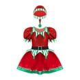 thumbnail image 1 of YiZYiF Kids Girls Christmas Elf Costume Figure Ice Skating Ballet Dance Tutu Dress with Hat Dancewear Red-A 2, 1 of 5