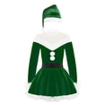 thumbnail image 1 of YiZYiF Kids Girls Christmas Santa Costume Velvet Faux Fur Long Sleeve Dance Figure Ice Skating Dress Green 14, 1 of 7