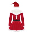 thumbnail image 1 of YiZYiF Kids Girls Christmas Santa Costume Velvet Faux Fur Long Sleeve Dance Figure Ice Skating Dress Red 14, 1 of 7