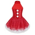 thumbnail image 1 of YiZYiF Kids Girls Christmas Santa Snowman Dance Dress Ballet Tutu Skirt Figure Skating Dancewear Red 12, 1 of 7