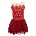 thumbnail image 1 of YiZYiF Kids Girls Figure Ice Skating Dance Dress Sleeveless Rhinestones Ballet Gymnastics Leotards Burgundy 16, 1 of 6