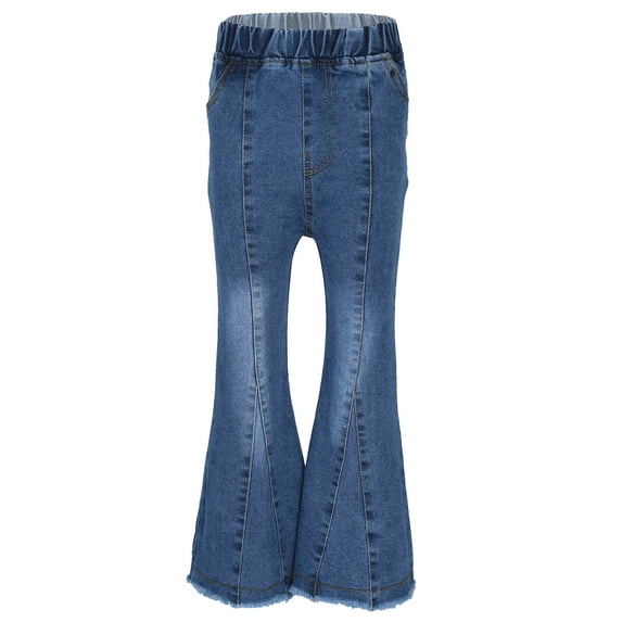 YiZYiF Kids Girls Flared Jeans Casual Raw Hem Ripped Jeans Bell Bottom Denim Pants