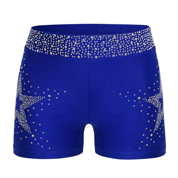 YiZYiF Kids Girls Glittery Shorts Elastic Sparkly Party High Waist Dance Shorts Athletic Gymnastics Blue 14