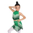 thumbnail image 1 of YiZYiF Kids Girls Latin Dance Dress Rhinestone Fringe Crop Top and Tassel Skirt Ballroom Tango Jazz Dance Outfit Green 6, 1 of 6