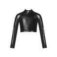 thumbnail image 1 of YiZYiF Kids Girls Long Sleeve Dance Crop Top Glitter Sequins Tank Top Modern Hip Hop Performance Tops Black 16, 1 of 5