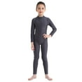 thumbnail image 1 of YiZYiF Kids Girls Long Sleeves Ballet Dance Gymnastics Leotard Zippered Jumpsuit Dancewear Dark Gray 15-16, 1 of 7