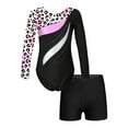 thumbnail image 1 of YiZYiF Kids Girls Long Sleeves Gymnastics Leotard with Athletic Shorts Dance Suit Colorful Activewear Leopard 10, 1 of 7