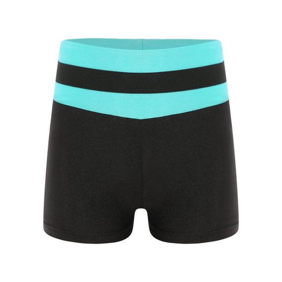 YiZYiF Kids Girls Low Waist Contrast Color Sports Shorts Stretchy Shorts for Dance Running Jogging Blue Green-A 8