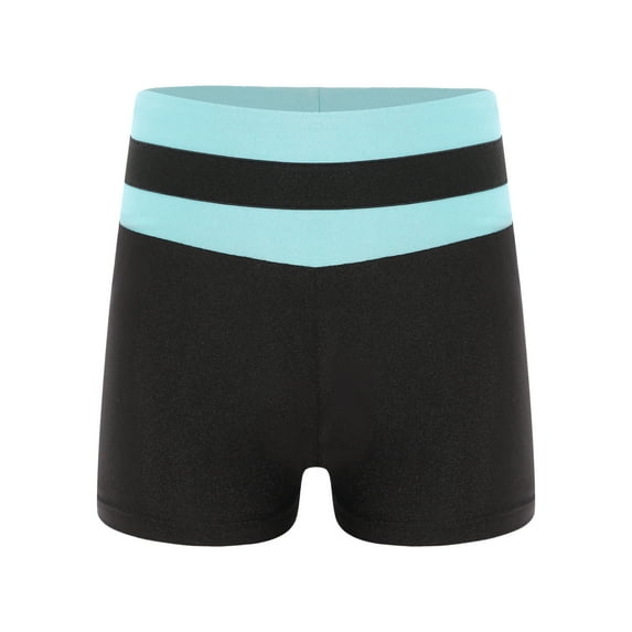 YiZYiF Kids Girls Low Waist Contrast Color Sports Shorts Stretchy Shorts for Dance Running Jogging Light Blue-A 6