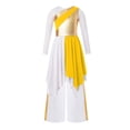 thumbnail image 1 of YiZYiF Kids Girls Metallic Color Block Praise Dance Dress And Wide Leg Pants Liturgical Worship Costumes Yellow 6, 1 of 7