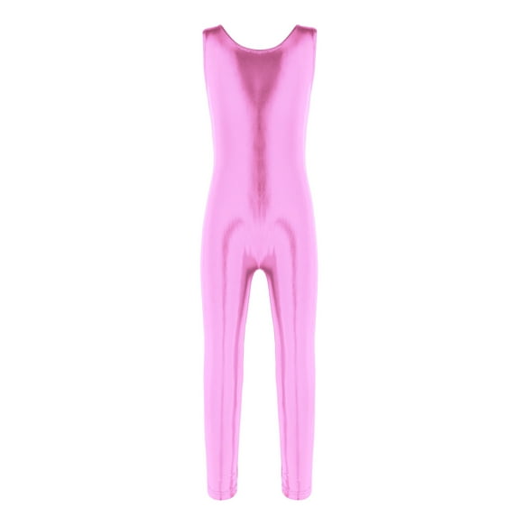 YiZYiF Kids Girls Metallic Solid Color Stretchy Ballet Dance Gymnastics Leotard Jumpsuit,Sizes 3-14