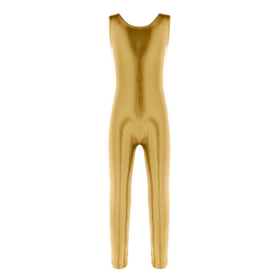 YiZYiF Kids Girls Metallic Solid Color Stretchy Ballet Dance Gymnastics Leotard Jumpsuit,Sizes 3-14