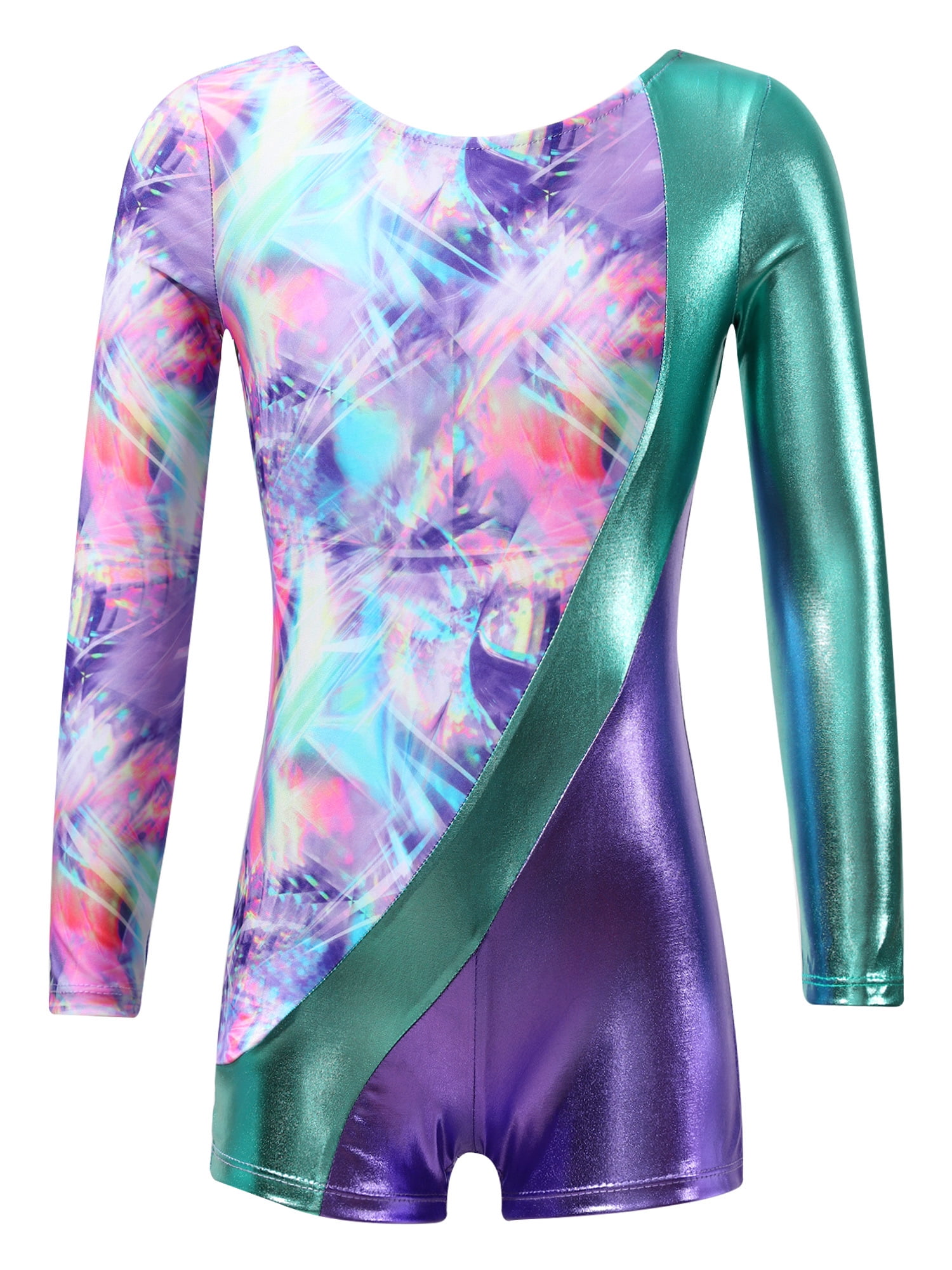 Men's Ice Silk Leotard - Stretchy Nylon Bodysuit For Gymnastics & Swimming | Glossy Short Sleeve Sport Wear