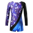 thumbnail image 1 of YiZYiF Kids Girls One Piece Sports Fitness Jumpsuit Unitard Shiny Patchwork Gymnastics Biketard Leotard Light Blue 6, 1 of 7